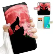 ( For Vivo Y11s ) Flip Case Cover AJ23624 Red Moon Wolf