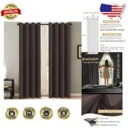 Chic Chocolate Brown Thermal Insulated Blackout Curtains - Set of 2, 108 Inches
