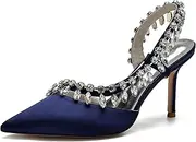 [Minishion] Shoes for Women Wedding Guest Sparkle Rhinestones Slingback Formal Pumps Mule BR012