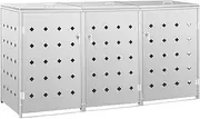 [vidaXL] Stainless Steel Triple Wheelie Bin Shed- Durable, Weather-Resistant Storage for 240 L Bins with Locking System and Ventilation