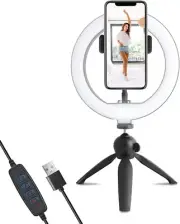 COREAUDIO 8" SELFIE RING LIGHT WITH PHONE STAND, DESKTOP TRIPOD WITH RING LIGHT