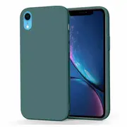 For Apple iPhone XR Silicone Silky Soft Case with Microfiber TPU Ultra Slim Anti Scratch Shockproof Cover (Dark Green)