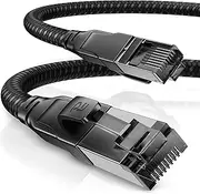 CSL - CAT 8.1 Network Cable 40 Gbits, 7.5 m, Cotton Sheath, Black Series, LAN Cable Patch Cable RJ45, CAT 8 Gigabit Ethernet Cable, 40000 Mbits, S/FTP PIMF Shielding, Compatible with Cat 6 Cat 7