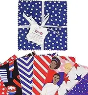 Soimoi Precut 5-inch American Flag Color Prints Cotton Fabric Bundle Quilting Squares Charm Pack DIY Patchwork Sewing Craft-