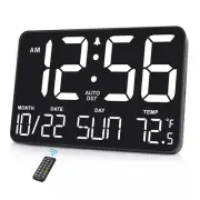 LED Digital Large Display Wall Desk Alarm Clock With Calendar Temperature Date