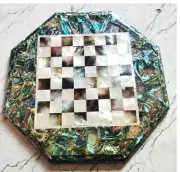 24" Abalone Shell & MOP Chess Board With 2 Pieces Handmade Inlay Chess Game