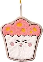 Cartoon Cloth Cute Hanging Coral Fleece Hand Towel, Absorbent Quick Drying Thick Handkerchief Towel, Set of 2/241(Cup Cake)