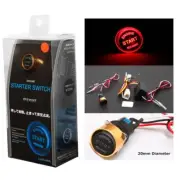 20mm Mini Quick Engine Push Start Switch Red LED Illumination Gold Rim