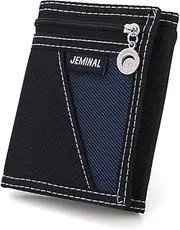 [OB OURBAG] Boy Canvas Sport Wallet, OURBAG Men Casual Trifold Short Wallets Fashion Purse with Chain