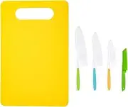 Plastic Kids Kitchen Knife Set, Kids Safe Cooking Knives for Real Cooking, Kids Kitchen Knife with Small Cutting Board, Serrated Edges Plastic Toddler Knife,Plastic Knife Kids Chef Nylon Knives Set