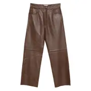 [Haikure] Haikure Leather Panelled Pants 24 US BROWN