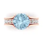 2.8ct Round Cut Swiss Topaz Promise Bridal Ring Band set Sliding 14k Rose Gold