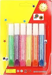 Art Glitter Glue Pens | 6 Pieces Washable Art Glues & Pastes | Colored Glue Fine Glue Pens for Family Friends Children