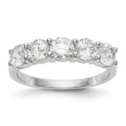 1.65ct. CZ Solid Real 14K White Gold 5-Stone Wedding Band Ring