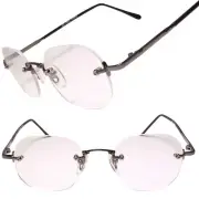 80s 90s Classic True Vintage Gunmetal Square Rimless 1.25 Reader Reading Glasses