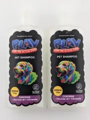 2 x Play Pet Dog Shampoo Tea Tree Oil Citronella Flea Control 500ml NEW