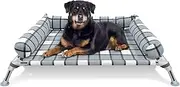 Elevated Raised Dog Bed Cot - Portable Washable Cooling Pet Bed with Metal Frame and Bolster for Indoor & Outdoor Use