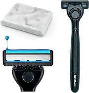 Tapstone Z5 Razor for Men, 5 Blade Shaving Razor with Travel Case, Plus Tapping Stone Made from Solid Marble, Tap Away for a Clean Shave, RevMont Z5 Tapstone Razor Set