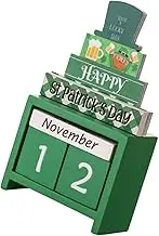 GOOHOCHY Chic Home Calendar St. Patrick's Day Theme Wooden Desk Calendar Countdown Calendar Decor