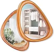 MAGFLERUM Asymmetrical Mirror Set of 2, 15 * 10 inch Irregular Wall Mirror, Small Wood Mirror, Hanging Vertically and Horizontally. Mirrors for Wall Decor (Red Walnut)