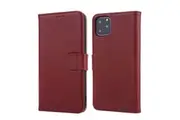 For iPhone 11 Pro Max Case Genuine Leather Wallet Protective Cover Wine Red