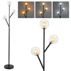 9MMML Modern Globe Floor Lamp, 67'' Tall Black Floor Lamp with 2-Layer Glass ...