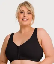 Ava & Audrey Hannah Cotton Wire-Free Front Opening Bra - Black (Size 18E)