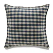 Square Indigo And Beige Buffalo Check With Polyester Insert Pillow