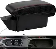 Consoles Armrest for Toyota 86 GT86 / Subaru BRZ Center Dual Storage Box for Scion FR-S 2012-2020 (Carbon Fiber Pattern - red)