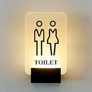Toilet Sign Bathroom Door Sign LED Restroom Sign, Ladies and Men Bathroom Sign, Ultra-Bright Wall Mount Toilet Sign, Acrylic Surface and Metal Base, 8X5.3 Inch, for Bathroom Lounge, Office or Busine