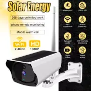 Solar Panel Security Camera System 1080P Wireless WiFi Outdoor Night Vision Home