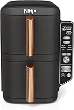 Ninja Double Stack XL Double Drawer Vertical Air Fryer with 4 Cooking Levels, 2 Drawers and 2 Racks, Space Saving Design, 9.5L Capacity, 6 Functions, 8 Servings, Tongs,
