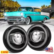 Pair 130W 7 inch Round Led Headlights Hi/Lo Halo DRL for Chevy 1953-57 Bel Air
