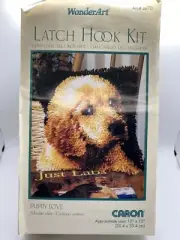 Vintage Wonderart Latch Hook Kit 12"X12" Puppy Love Labrador #4670 Open Box