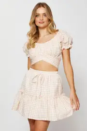 Check Ginghamâ Mini Skater Skirt - Size 8, Women's Short Skater
