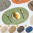 Oval Table Mats Coasters Hand-woven Braided Table Place Mats for Dining Table