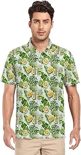 [ZZXXB] Durian Palm Leaf Men's Polo Shirts Short Sleeve Quick Dry Athletic Outdoor Sports Golf Shirts S-XXL