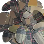 Oval Sequin 1.5" Tartan Plaid Beige Black Red Metallic