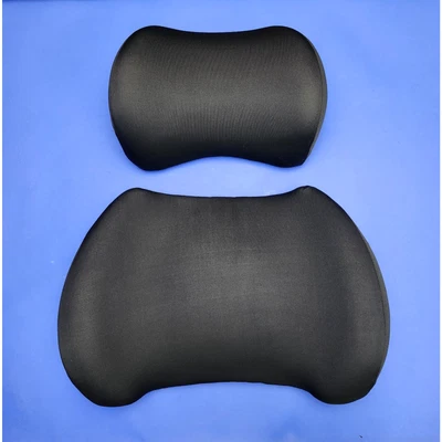 2in1 Black Car Seat Lunbar Back and Neck Support Pillows