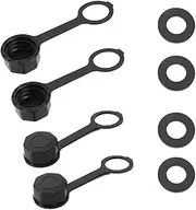 4 Pcs Gas Can Cap Gas Can Screw On Vent Cap Rear Vent Screw Caps Suitable for Most Fuel Diesel Kerosene Jugs with 4pcs Gasket Black Plastic Black Top Hat- Plastic