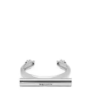 Alexander McQueen Cross-Bar Logo Engraved Bracelet S,M White