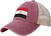 [Generic] Flag of Egypt Cowboy Mesh Baseball Cap for Egyptians Man Woman Outdoor Adjustable Denim Hat