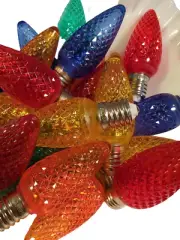LED Multicolor 25 PK Faceted Christmas Lights C9 Bulb Replacements E17 Sockets