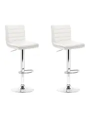 [Artiss] 2x Leather Bar Stools Swivel Kitchen Chairs Gas Lift in White