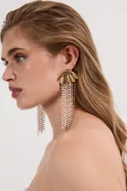 Gold Shell Pearl Detail Statement Earrings