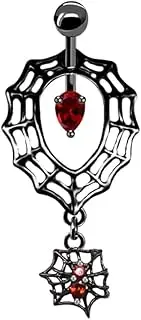 [SKWX] Spider Belly Button Rings for Women Surgical steel Belly Piercing Jewelry Black Navel Rings Dangle Belly Rings