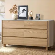 Oikiture 6 Chest of Drawers Dresser Tallboy Storage Cabinet Faux Marble Top