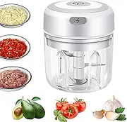Electric Mini Garlic Chopper,Portable Mini Mincer Electric Food Processor, garlic mincer onion veggie chopper,250ml Mini Baby Food Maker Presses for Chili Meat Spices Chopper Blender Machine