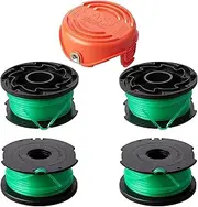 VinneMOO SF-080 SF-080-BKP String Trimmer Spool Line 20ft 0.080" Compatible with Black and Decker GH3000 LST540 GH3000R LST540B Weed Eater Auto Feed Line,90583594 Cap Covers,5pack(4 Spool + 1Cap)