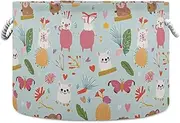 Yoogain Safari woods Animals Cute storage basket folding and waterproof storage bins with sturdy handle Hamper 19 gallon set for room sweater kitchen